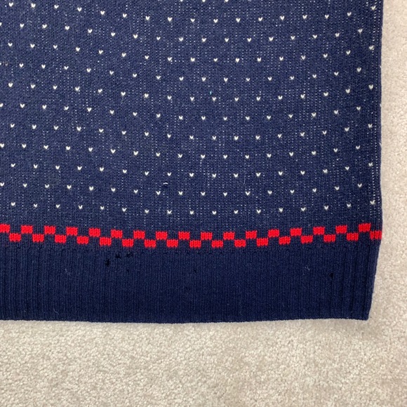 FLAW J.Crew Sweater Mens M Navy Blue Lambswool Reindeer Snowflake Fair Isle - Picture 5 of 14